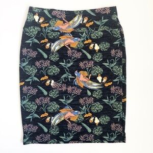 lularoe cassie Pencil skirt Navy Peacock Tropical bird